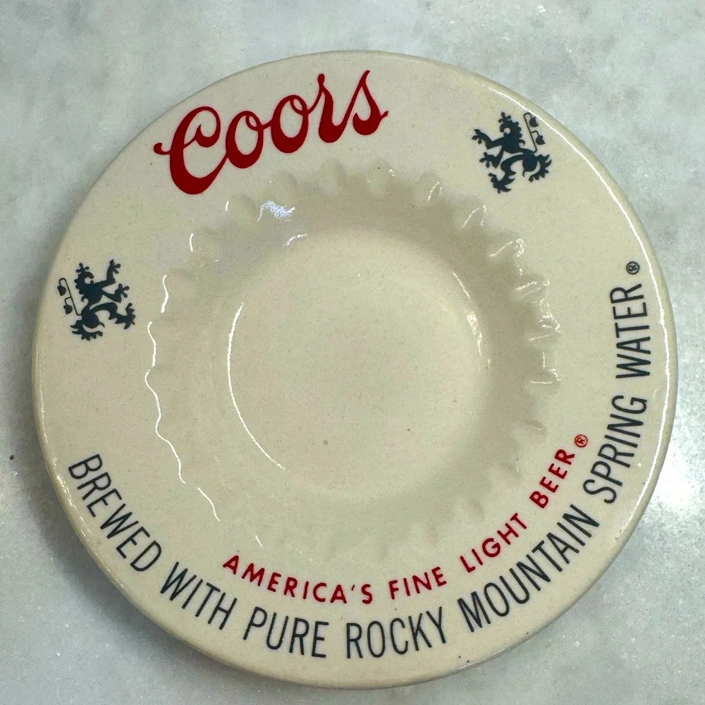 Vintage 1960’s Coors beer ceramic ashtray dish
